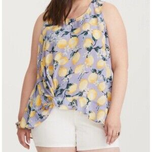 Torrid Lavender & Lemon Georgette Tank Plus Size 0/12/large